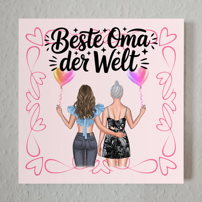 Personalisiertes Oma Plakat Fotoboard Beste Oma mit Namen & Spruch