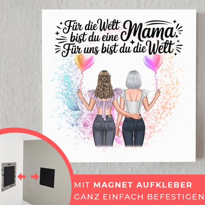 Mama Plakat Fotoboard Personalisiert 2 Clipart Frauen, Namen, Hintergrundbild & Wunschtext