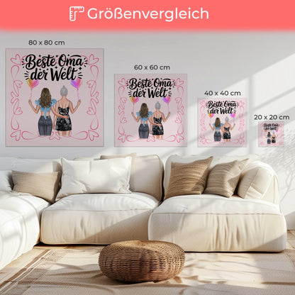 Wandbild Oma Leinwand personalisiert mit Namen und 2 Clipart Frauen