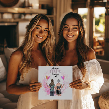 Oma Plakat Fotoboard Personalisierbar Allerbeste Oma mit 2 Clipart Namen & Spruch