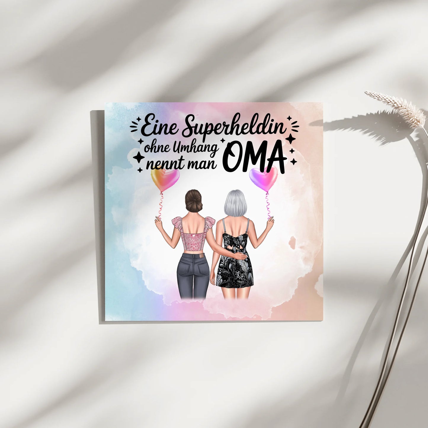 Oma Plakat Leinwand Personalisierbar - Lehrerin echte Heldin, 2 Clipart, Namen & Spruch