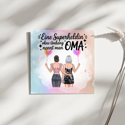 Oma Plakat Leinwand Personalisierbar - Lehrerin echte Heldin, 2 Clipart, Namen & Spruch