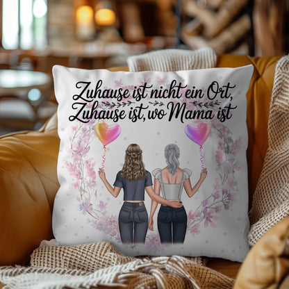 Namen Kissen für Mama - 2 Frauen Clipart, Hintergrund, Wunschtext personalisierbar