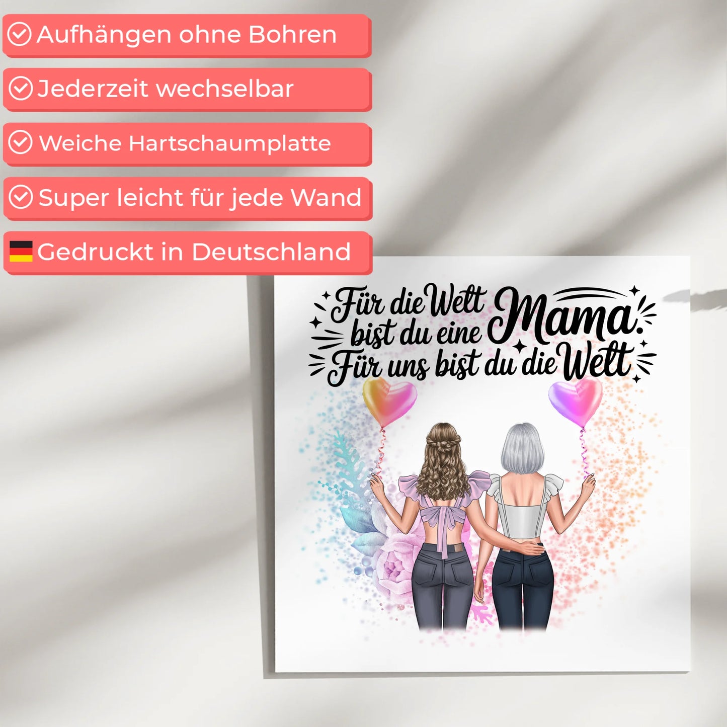 Mama Plakat Fotoboard Personalisiert 2 Clipart Frauen, Namen, Hintergrundbild & Wunschtext