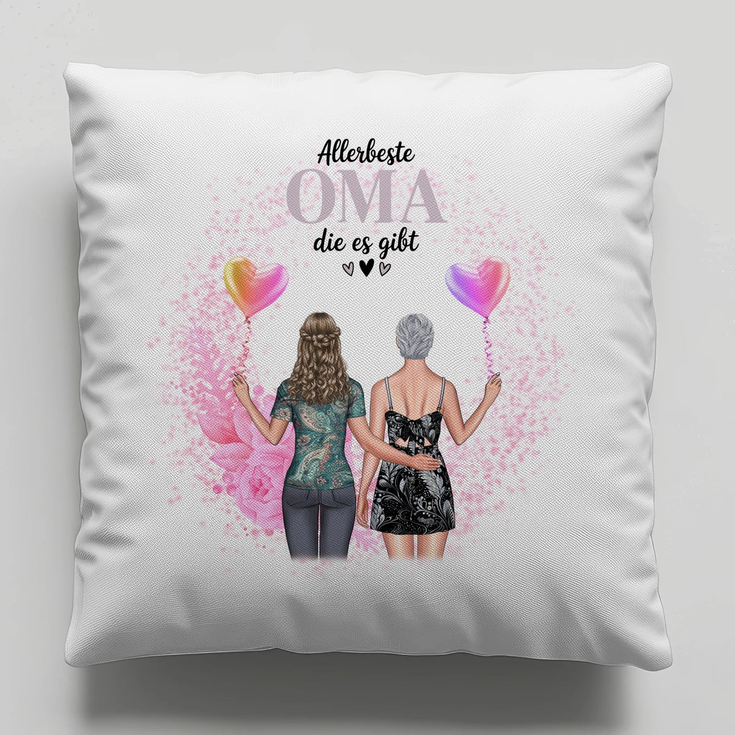 Fotokissen Für Oma personalisiert mit 2 Clipart Frauen Namen & Wunschtext