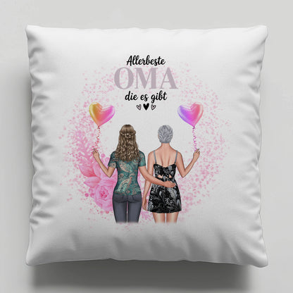 Fotokissen Für Oma personalisiert mit 2 Clipart Frauen Namen & Wunschtext