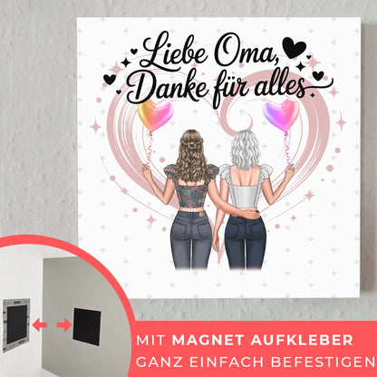Oma Plakat Fotoboard Personalisierbar mit 2 Clipart-Frauen, Namen & Wunschtext
