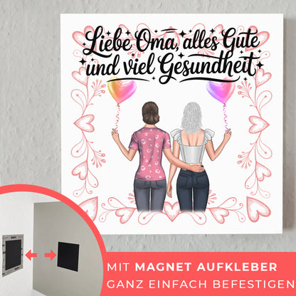 Oma Plakat Fotoboard personalisiert mit 2 Clipart Frauen & Namen