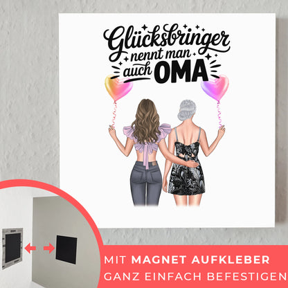 Oma Plakat Fotoboard Personalisiert mit 2 Clipart Frauen, Namen & Spruch