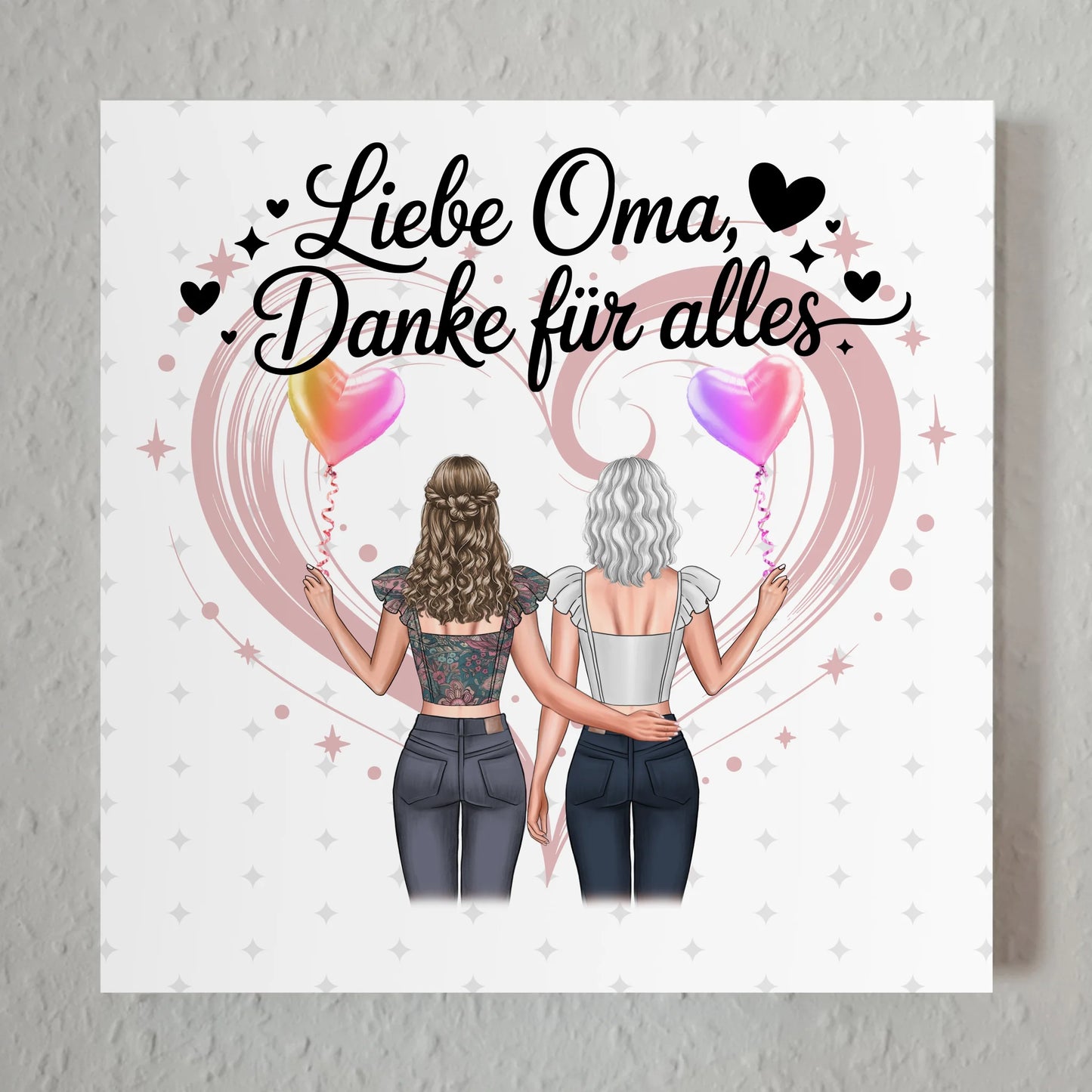 Oma Plakat Fotoboard Personalisierbar mit 2 Clipart-Frauen, Namen & Wunschtext