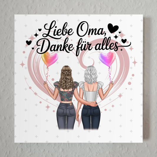 Oma Plakat Fotoboard Personalisierbar mit 2 Clipart-Frauen, Namen & Wunschtext