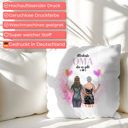 Fotokissen Für Oma personalisiert mit 2 Clipart Frauen Namen & Wunschtext