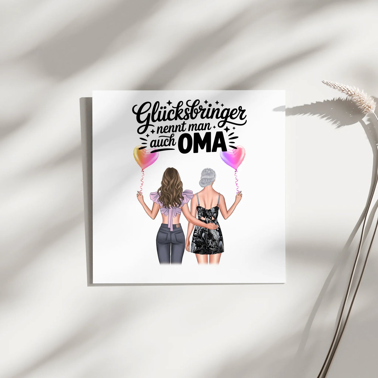 Leinwand Wandbild Oma personalisiert mit 2 Frauen Cliparts, Namen & Wunschtext