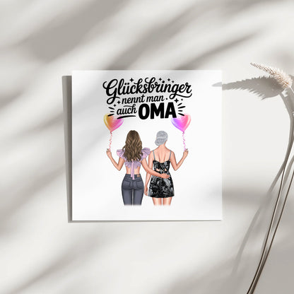 Leinwand Wandbild Oma personalisiert mit 2 Frauen Cliparts, Namen & Wunschtext