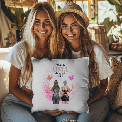 Fotokissen Für Oma personalisiert mit 2 Clipart Frauen Namen & Wunschtext