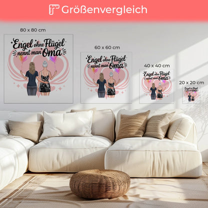 Leinwand Wandbild Oma personalisiert mit 2 Clipart Frauen, Namen, Hintergrund & Wunschtext