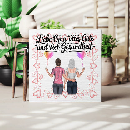 Leinwand Wandbild Oma personalisierbar mit 2 Frauen, Namen & Wunschtext