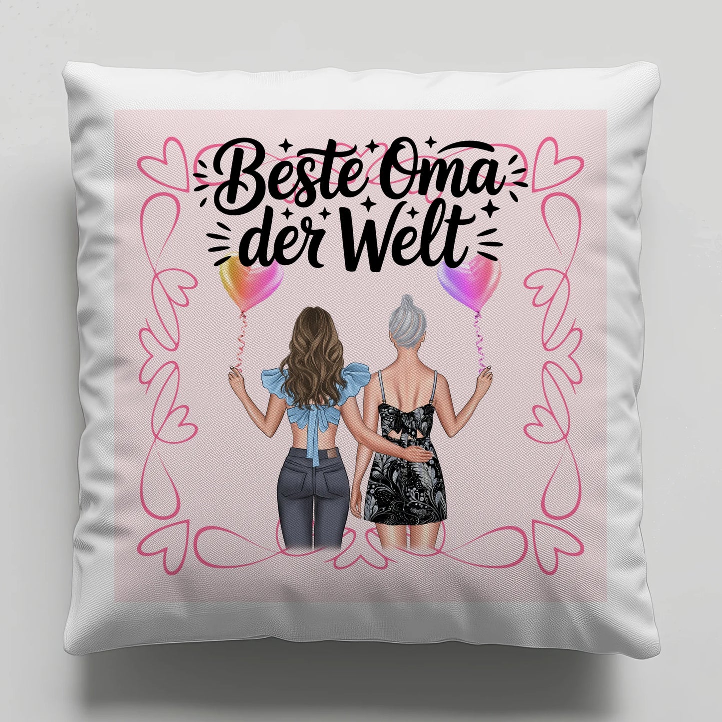 Namen Kissen Beste Oma Der Welt - personalisiert mit 2 Clipart Frauen