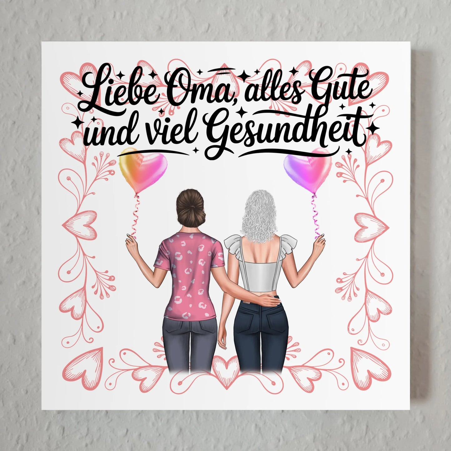 Oma Plakat Fotoboard personalisiert mit 2 Clipart Frauen & Namen