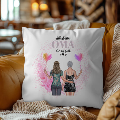 Fotokissen Für Oma personalisiert mit 2 Clipart Frauen Namen & Wunschtext