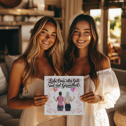 Oma Plakat Fotoboard personalisiert mit 2 Clipart Frauen & Namen