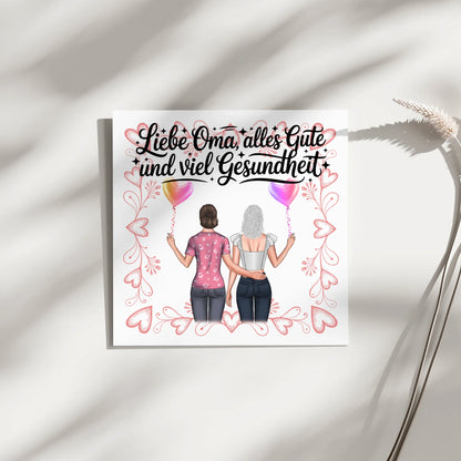 Leinwand Wandbild Oma personalisierbar mit 2 Frauen, Namen & Wunschtext