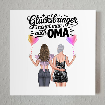 Oma Plakat Fotoboard Personalisiert mit 2 Clipart Frauen, Namen & Spruch