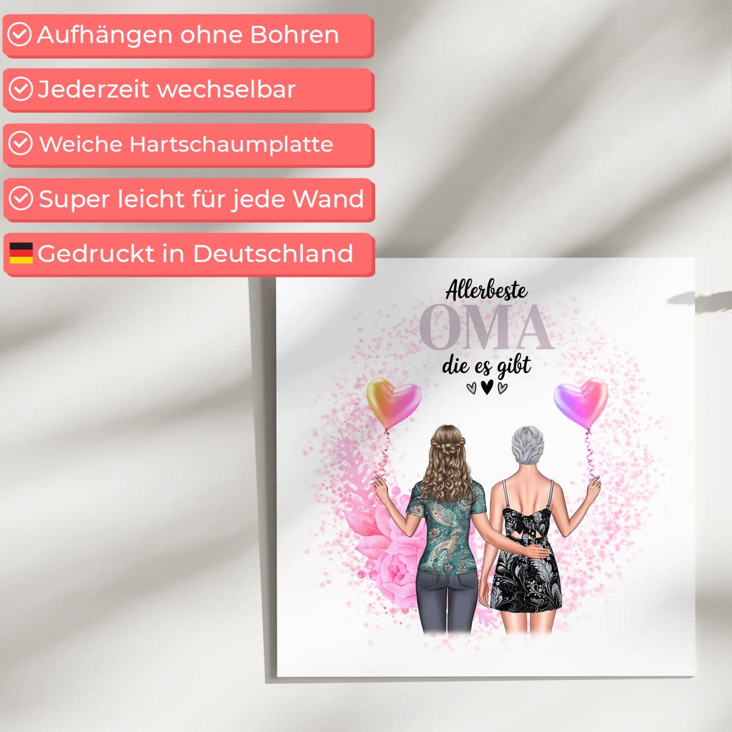 Oma Plakat Fotoboard Personalisierbar Allerbeste Oma mit 2 Clipart Namen & Spruch
