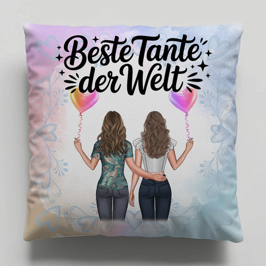 Kissen Beste Tante der Welt mit 2 Clipart & Namen