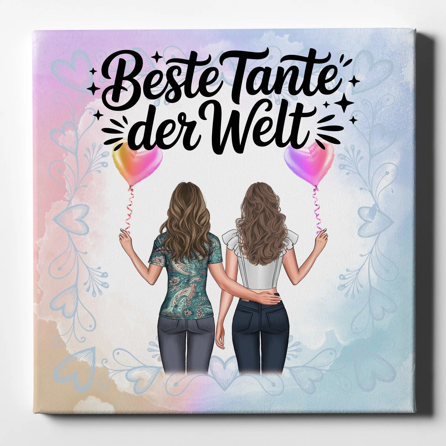 Personalisierte Leinwand Wandbild Beste Tante der Welt