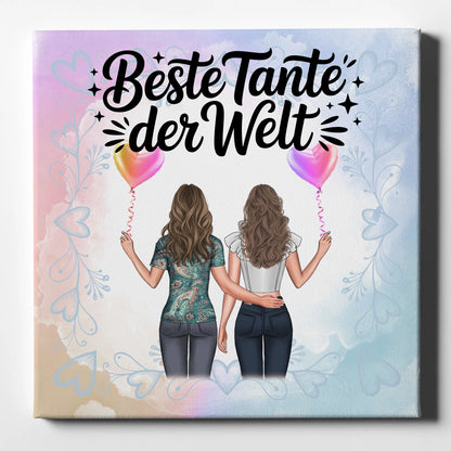 Personalisierte Leinwand Wandbild Beste Tante der Welt