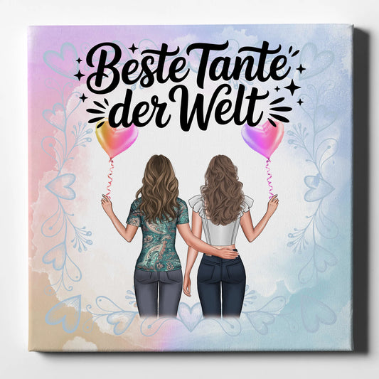 Personalisierte Leinwand Wandbild Beste Tante der Welt