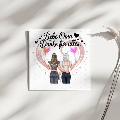 Wandbild Oma Leinwand personalisiert mit 2 Clipart-Frauen, Namen & Wunschtext