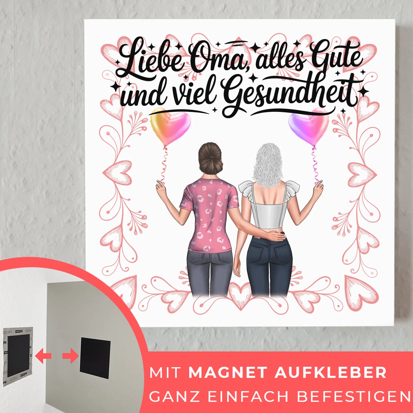 Oma Plakat Fotoboard personalisiert mit 2 Clipart Frauen & Namen