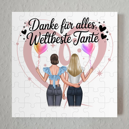 Magnetposter Tante - Beste Nichte danke für alles, 2 Frauen Clipart, Namen & Spruch