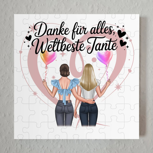 Magnetposter Tante - Beste Nichte danke für alles, 2 Frauen Clipart, Namen & Spruch
