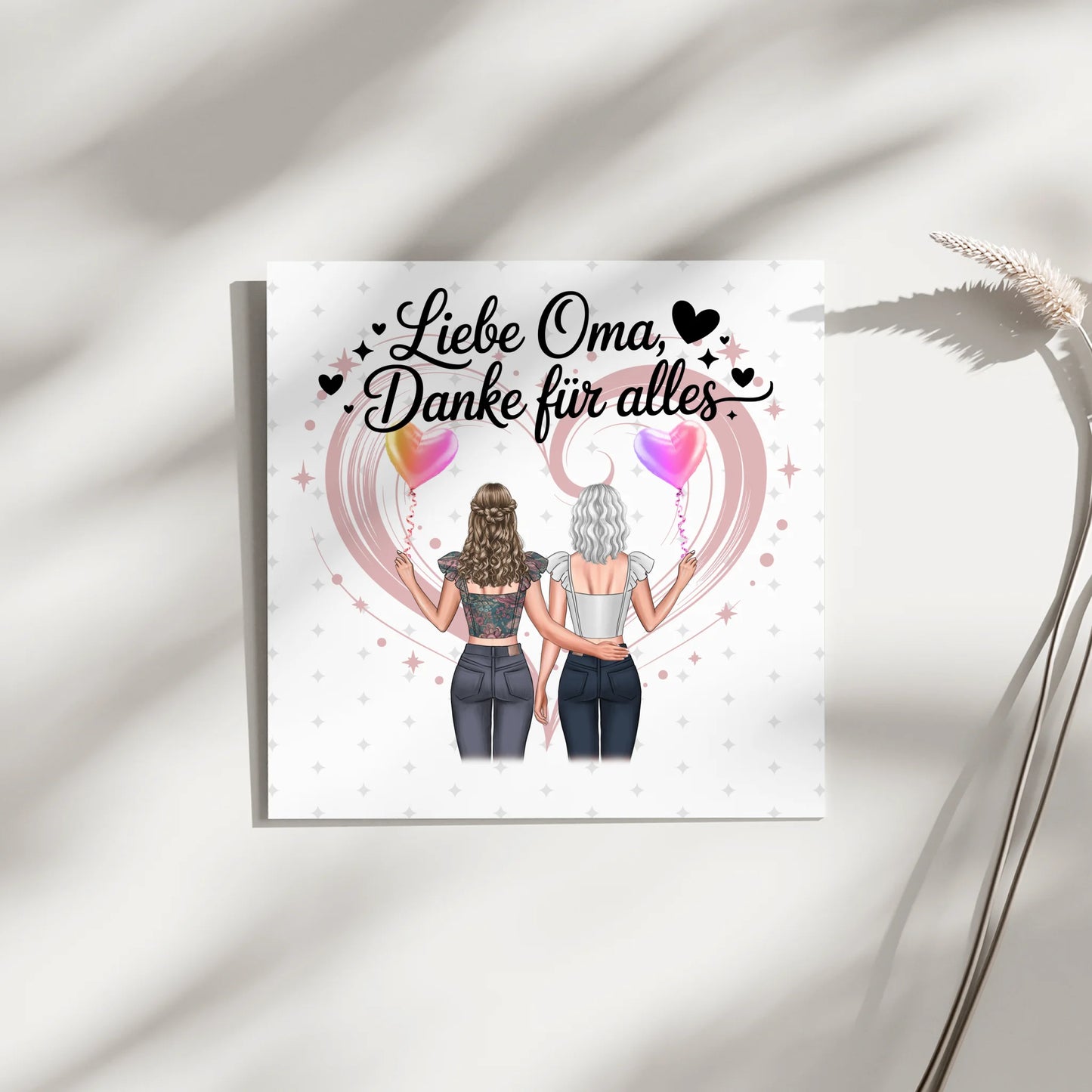 Oma Plakat Fotoboard Personalisierbar mit 2 Clipart-Frauen, Namen & Wunschtext