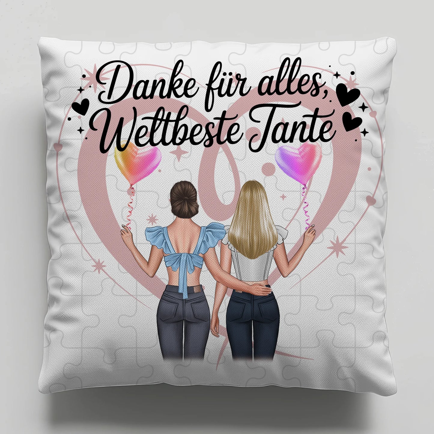 Tante Kissen personalisierbar: Beste Nichte danke für alles, 2 Clipart Frauen, Namen