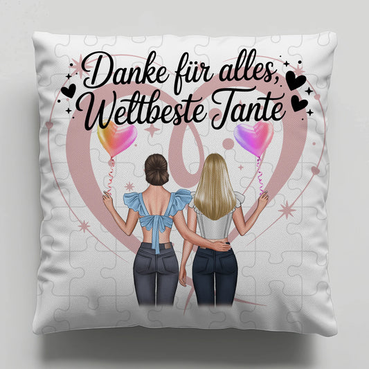 Tante Kissen personalisierbar: Beste Nichte danke für alles, 2 Clipart Frauen, Namen