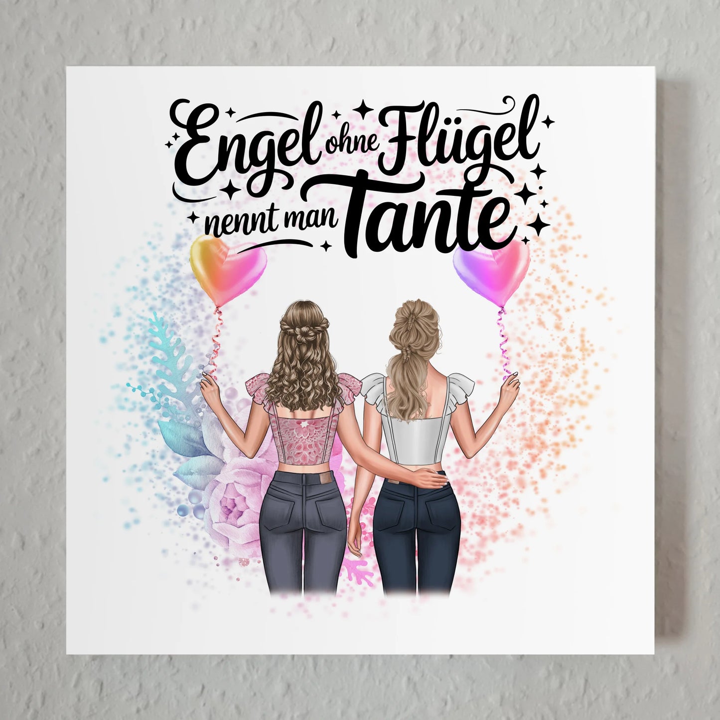 Fotoboard Magnet Wandbild personalisiert 2 Frauen, Namen & Spruch Bruder ist ein Engel