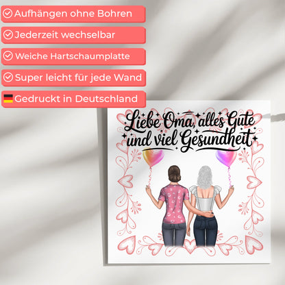 Oma Plakat Fotoboard personalisiert mit 2 Clipart Frauen & Namen