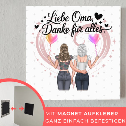 Oma Plakat Fotoboard Personalisierbar mit 2 Clipart-Frauen, Namen & Wunschtext