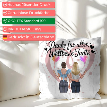 Tante Kissen personalisierbar: Beste Nichte danke für alles, 2 Clipart Frauen, Namen