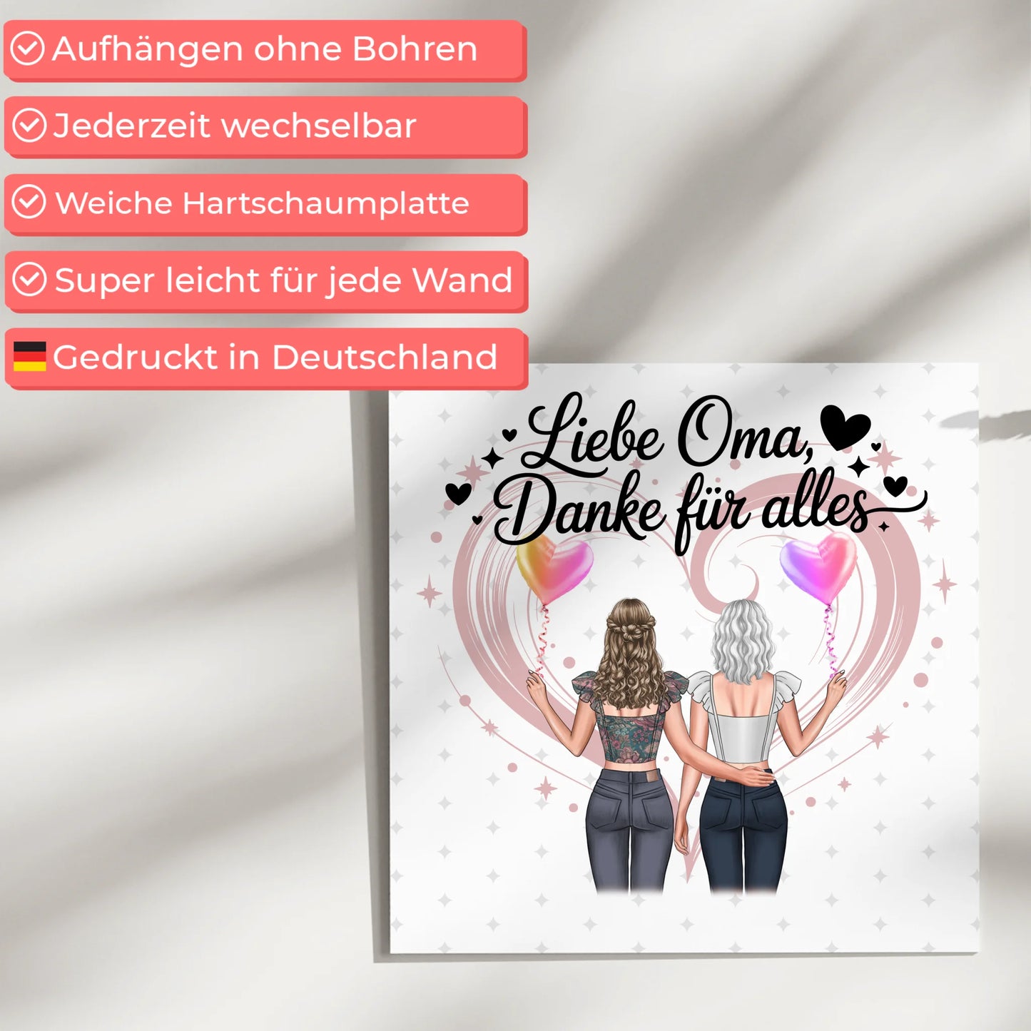 Oma Plakat Fotoboard Personalisierbar mit 2 Clipart-Frauen, Namen & Wunschtext