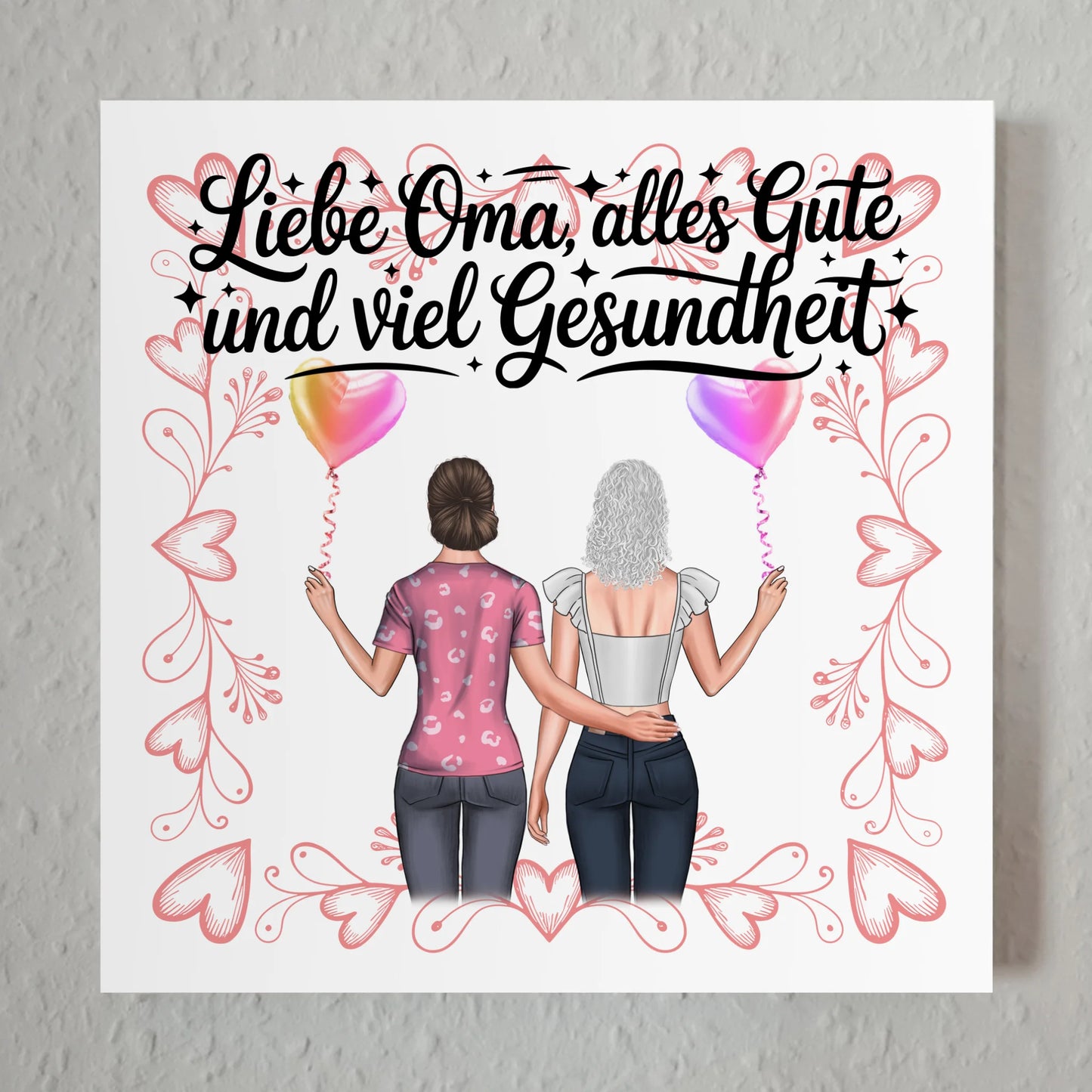 Oma Plakat Fotoboard personalisiert mit 2 Clipart Frauen & Namen