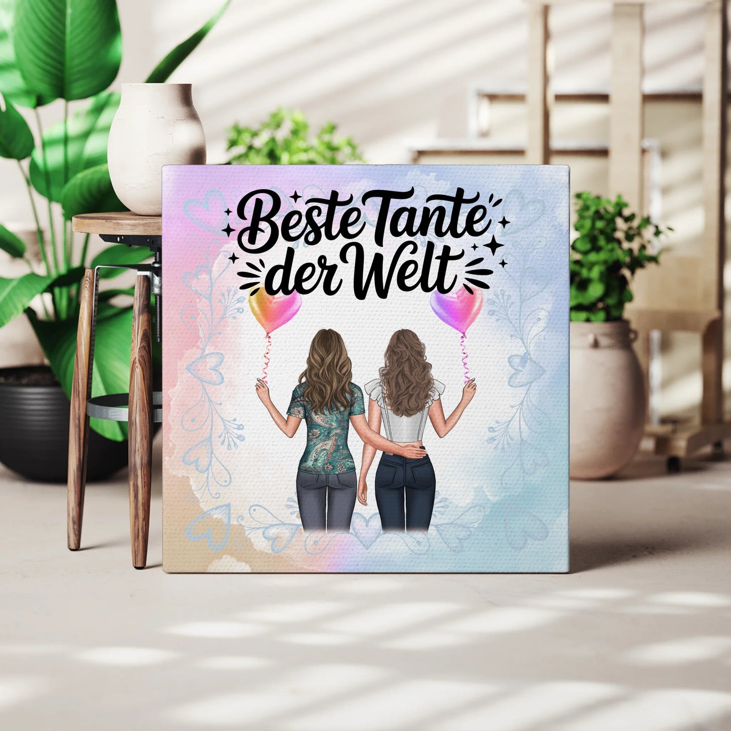 Personalisierte Leinwand Wandbild Beste Tante der Welt