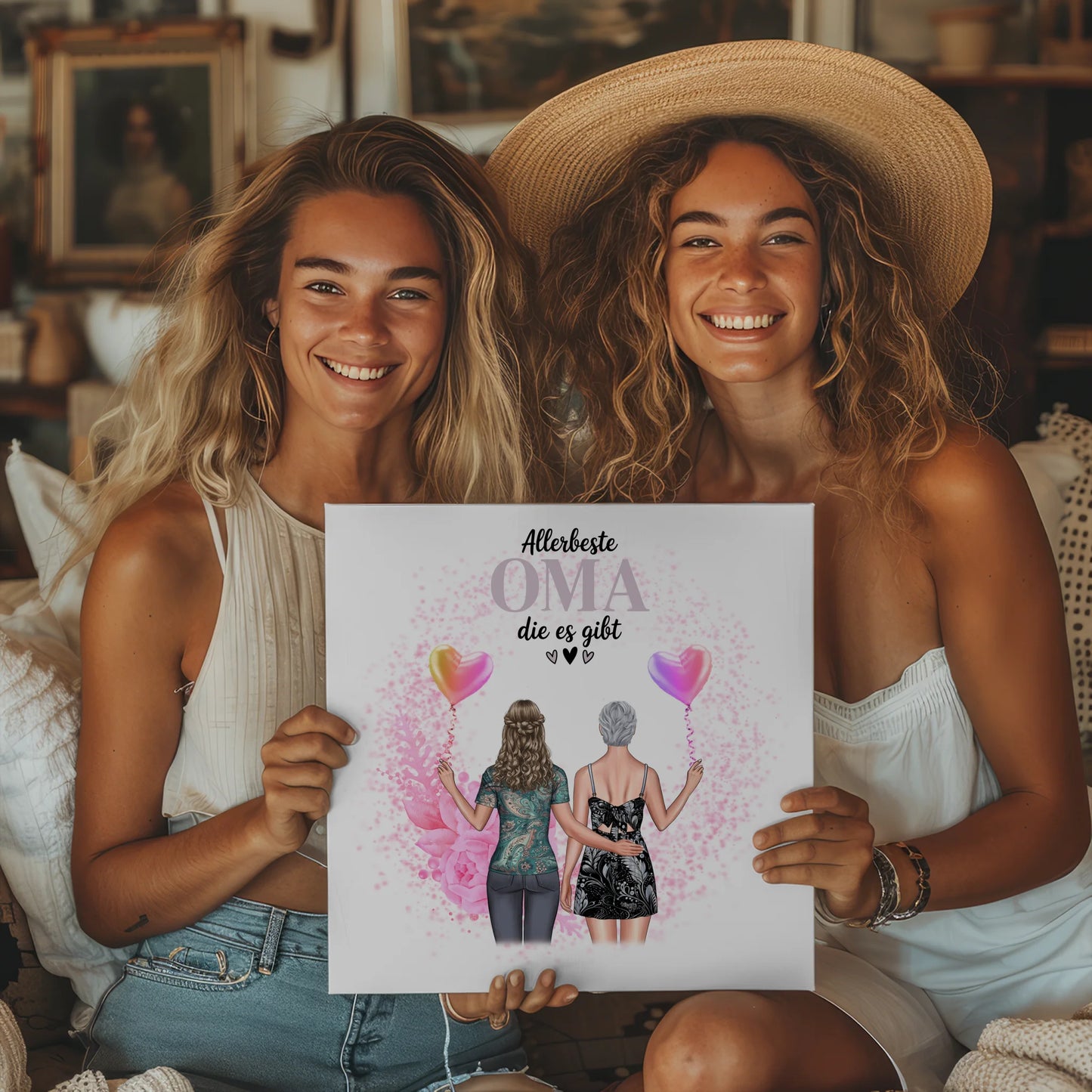 Oma Plakat Fotoboard Personalisierbar Allerbeste Oma mit 2 Clipart Namen & Spruch