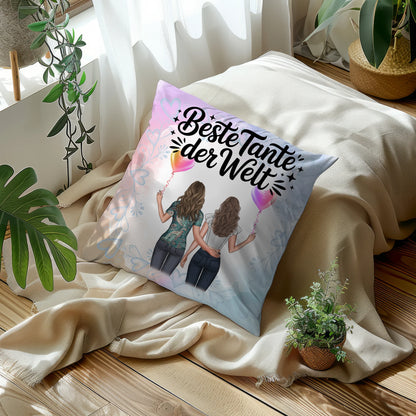 Kissen Beste Tante der Welt mit 2 Clipart & Namen