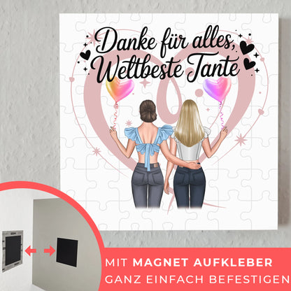 Magnetposter Tante - Beste Nichte danke für alles, 2 Frauen Clipart, Namen & Spruch