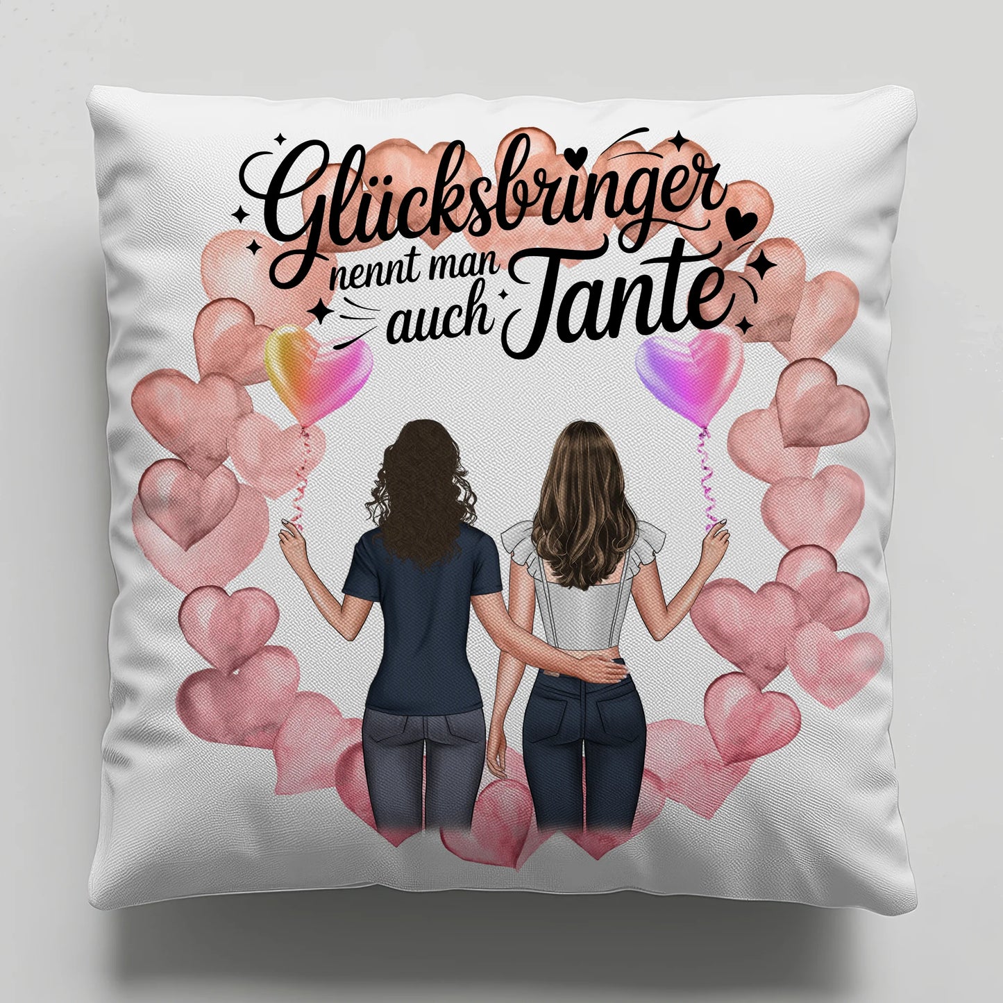 Kissen Beste Tante personalisierbar mit 2 Clipart Frauen, Namen & Wunschtext